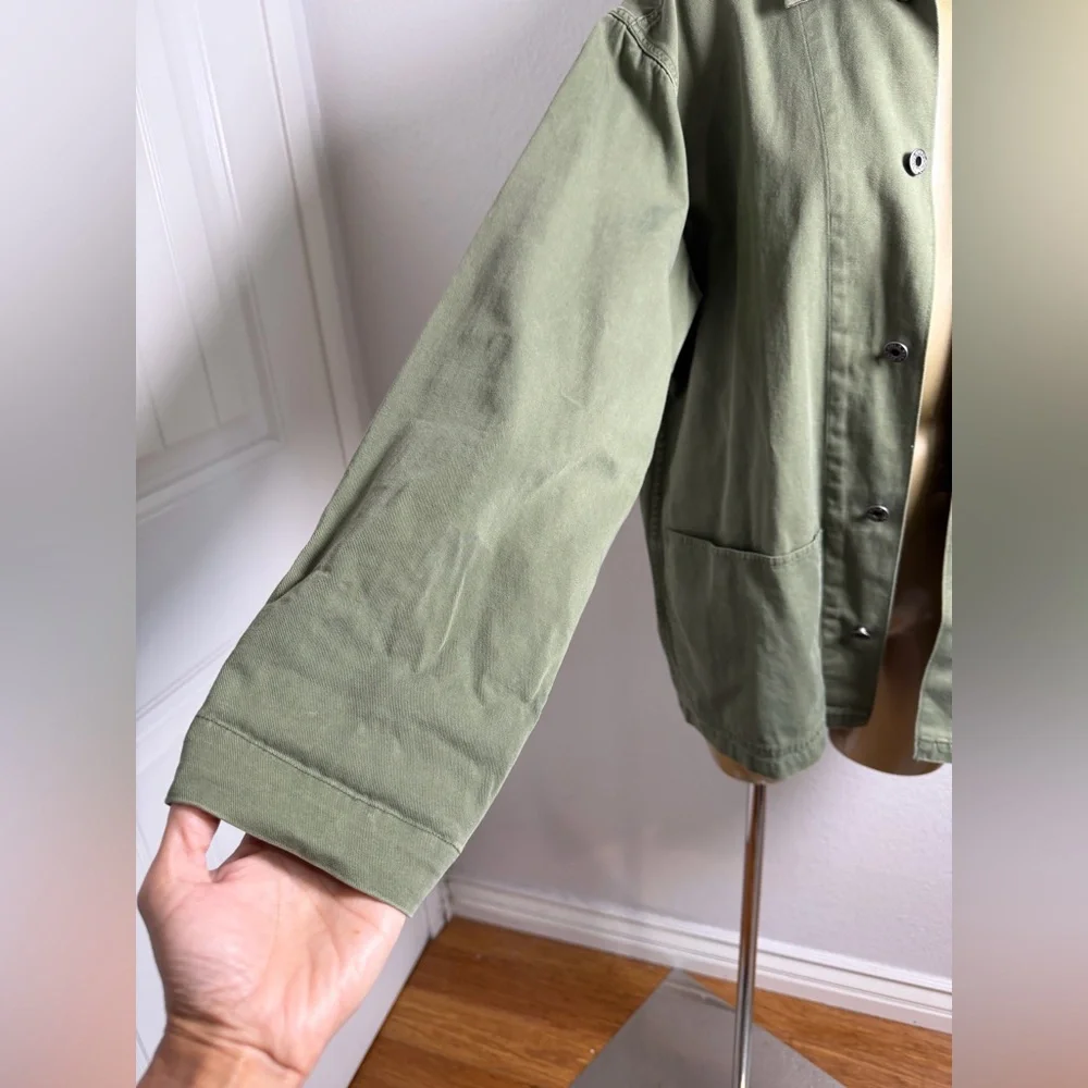 Polo Ralph Lauren Jacket Mens Medium Army Green Cotton Twill Military Casual - Picture 6 of 10